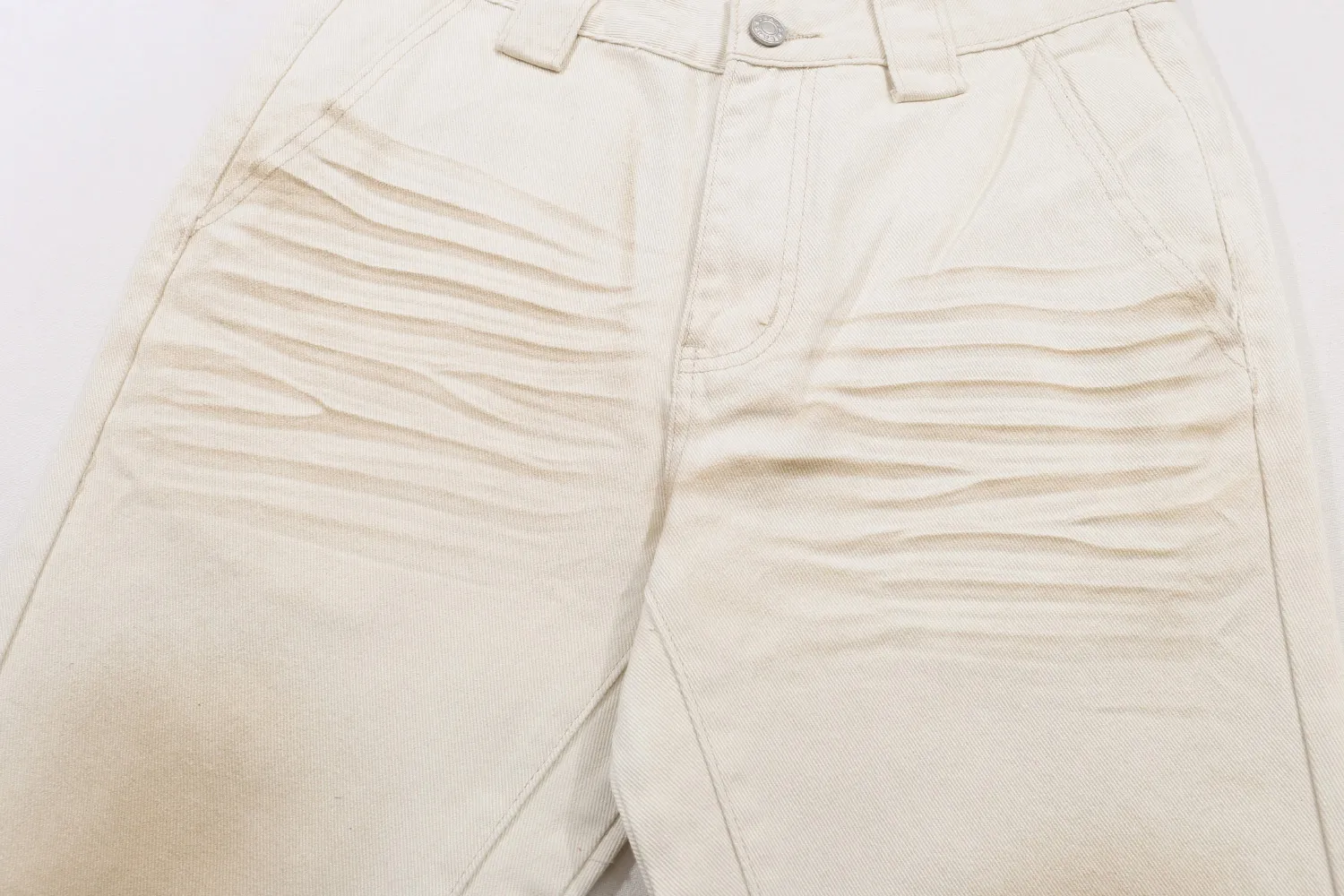 659#Gallery Dept New Dirty Style Mud Dyed Old Washed Off-White Spliced ​​Micro-Large Jeans Fashionable and Versatile Casual Pants Off-White S~XL P250